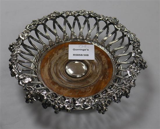 A Victorian silver plated wine coaster by Elkington & Co, 20.5cm.